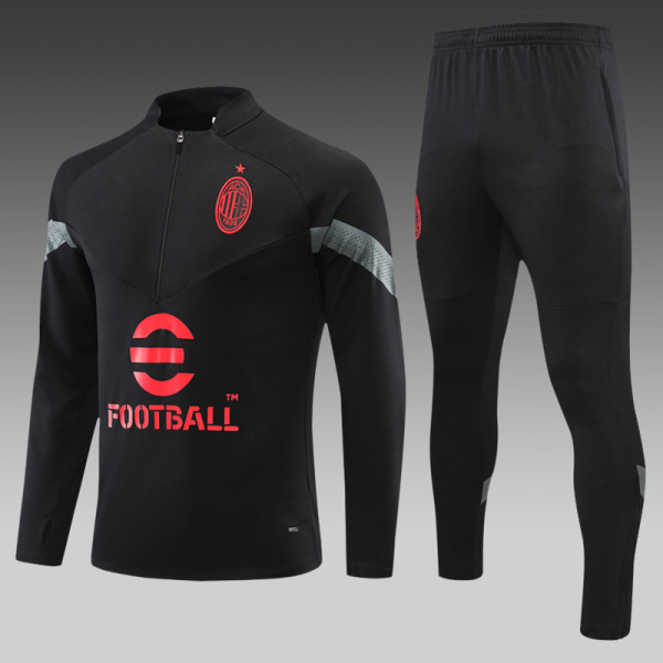 22-23 ny sæson AC Milan voksen/børne langærmet trøje sæt sort black 2XL