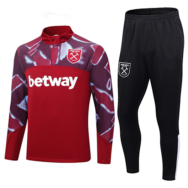 23-24 West Ham United Svart Långärmad Kit för Barn röd ed 2XL