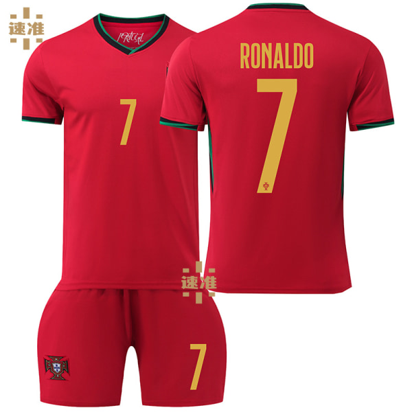 24-25 Europeiska cupen Portugal hem fotbollströja set nr 7 Ronaldo tröja nr 8 B Fee tröja barnset No size socks 22 yards