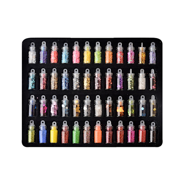 Neglekunst Dekoration Mix 48 farver mini flasker glitterpulver