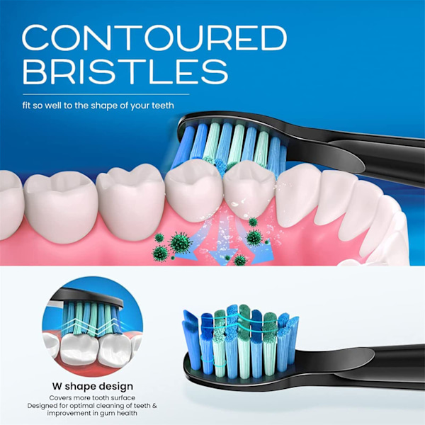 Elektriske tannbørstehoder 5 stk. Kompatibel med Fairywill D7/D8/FW507/FW508/FW551/917/959/SG-E9 Middels myk børsteutskifting (svart)