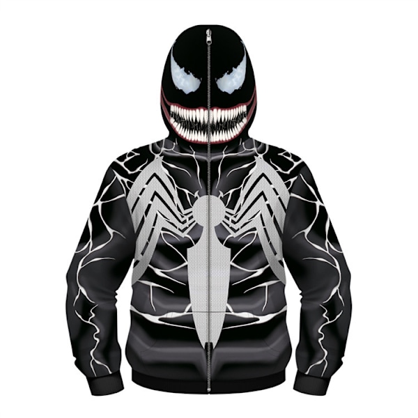 Venom-Huppareitakki Lapsille Pojille Rento Täyspitkä Vetoketju Hauska Huppari Mask Takki Ulkovaatteet 115-125