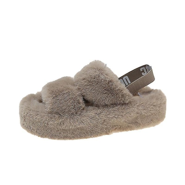 Store størrelse tykke sål bomuldsslippers til kvinder udendørs slippers blød bund hjem fluffy slippers orange Orange 40