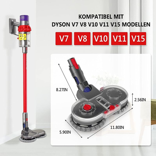 Elektrisk mopptilbehør for Dyson V15 V11 V10 V8 V7 med 6 vaskbare mopper