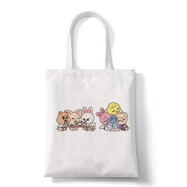 Stray Kids Skzoo tryckt canvasväska axelväska student mode shoppingväska STD311-G