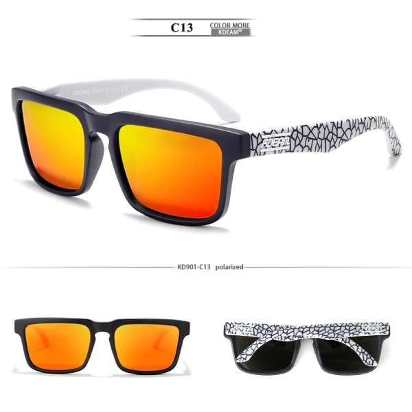 KDEAM 2024 Italien Trendig märkesdesign Solglasögon Sport HD polariserad fyrkantig grossistsolglasögon för kvinnor/män körning C13