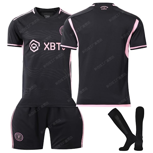 23-24 Miami Jersey nr. 10 Messi Major League Soccer Jersey Hjemme Ude Sort Pink Dragt med Strømper No number strap black socks L