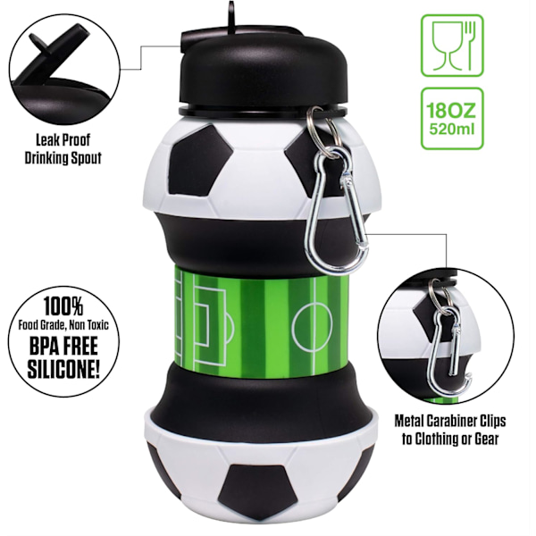 Clip-On Kätevä BPA-vapaa Silikoninen Jalkapallopullo Lapsille, 530 ml 1