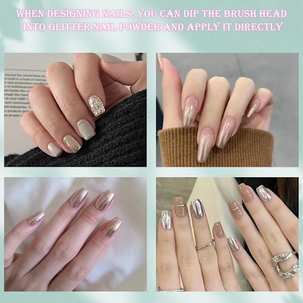 6-delat set med nagelpulver i roséguld - krompärleffekt