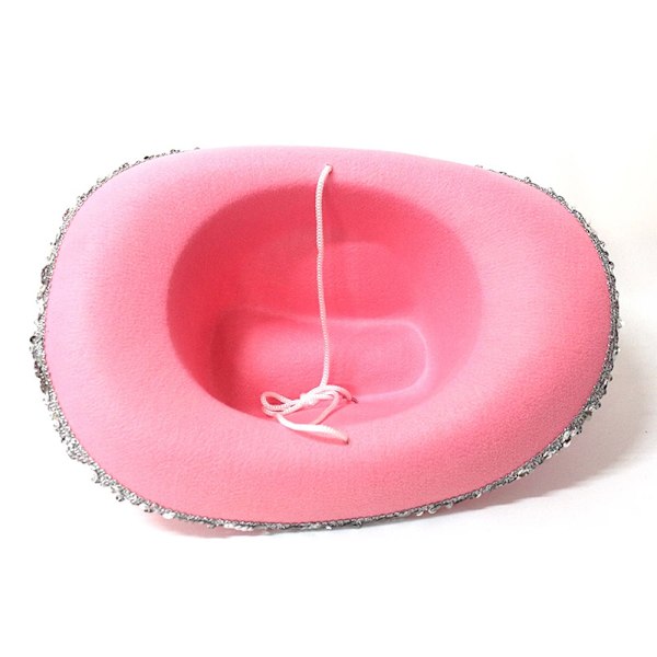Rosa Cowboyhatt - Cowboydräkthatt för barn - Cowboyhatt för flickor - Blinkande krona tiara(FQ)
