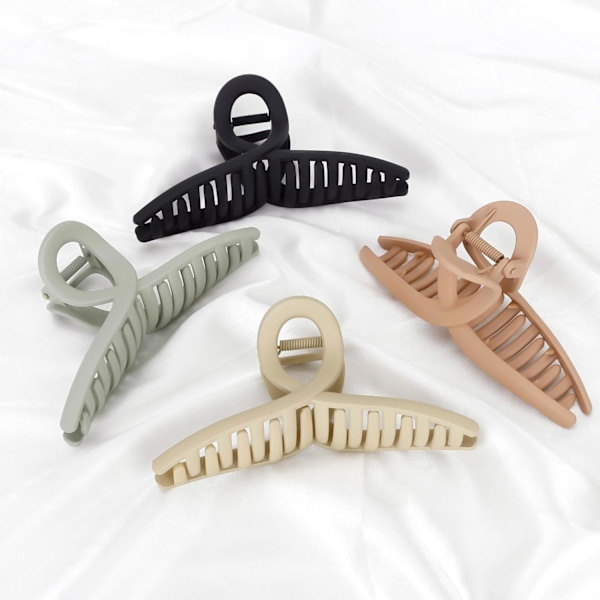 Matte Finish Store Hårclips Sommerfugl Clips til Kvinder 5,1 Tommer Store Hårclips til Langt Tykt Hår Spænder Tilbehør 4s black, light green, pink, khaki