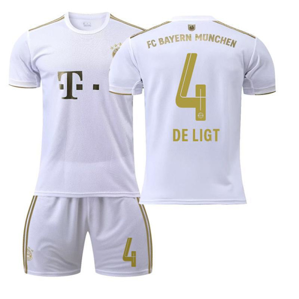 22-23 Bayern udebane hvid nr. 17 Mane 6 Kimmich 4 De Ligt 25 Muller 10 Sane fodboldtrøje 2223 Bayern away number 4 #26