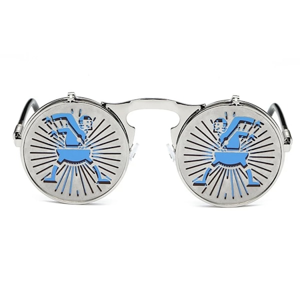 Retro-henkilöllisyyden heijastavat uudet miesten metalliset aurinkolasit Steampunk-käännettävät aurinkolasit 2024 C17  Picture Color Round Sunglasses