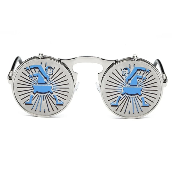 Retro-henkilöllisyyden heijastavat uudet miesten metalliset aurinkolasit Steampunk-käännettävät aurinkolasit 2024 C5  Picture Color Round Sunglasses