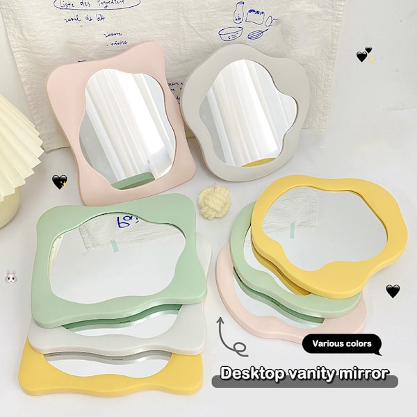 1 kpl Epäsäännöllinen Meikkipöytäpeili Kannettava Meikkipöytäpeili White Circle
