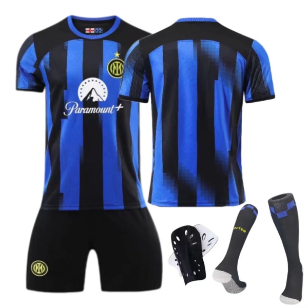 23-24 Inter Milan hemmatröja nr 10 Lautaro 9 Zeko fotbollsdräkt för vuxna för barn No size socks + protective gear M
