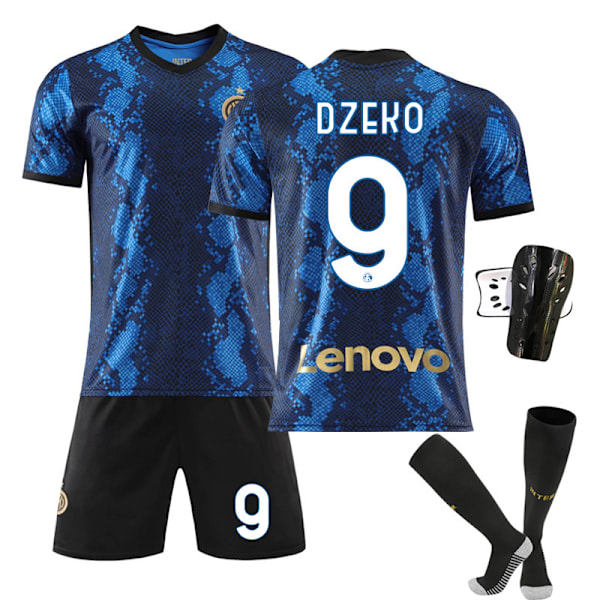 Inter Milan Hjemmedrakt 21-22 Nr. 10 Lautaro Nr. 7 Sanchez Nr. 9 Dzeko Fotballdrakt med Sokker No. 9 with socks + protective gear XS#