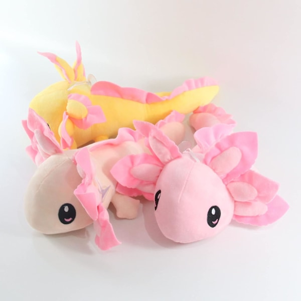 Kawaii Axolotl Plyschkudde Mjukt Fyllt Djur Rosa Gul Axolotl Hexagon Dinosaur Plyschleksaker Dockhus 35cm (Rosa)