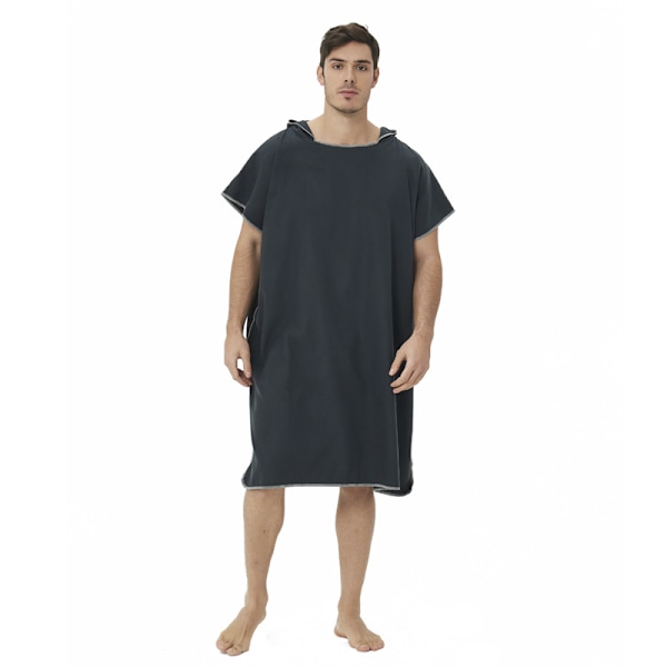 Svart surfponcho för kvinnor och män - Badponcho, strandponcho -