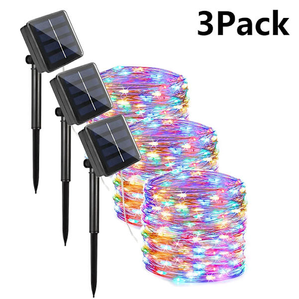 7M/12M/22/32M Aurinkovalot LED-valosarja Ulkona Festoon LED Vedenpitävä Garland Valosarja Joulujuhlat Puutarha Aurinkovalo Sisustus 3xMonivärinen 3xMulticolor 12M 100LED