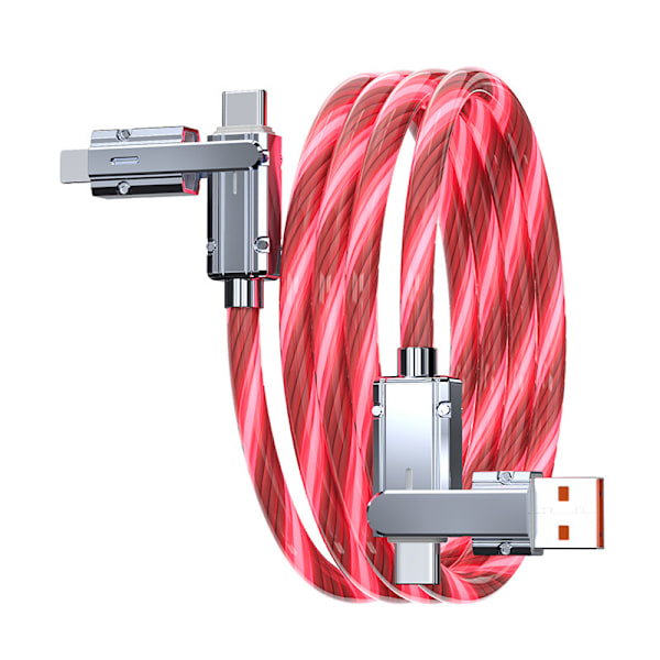 4i1 180 roterende RGB Flow lysende USB opladningskabel Type C og A4
