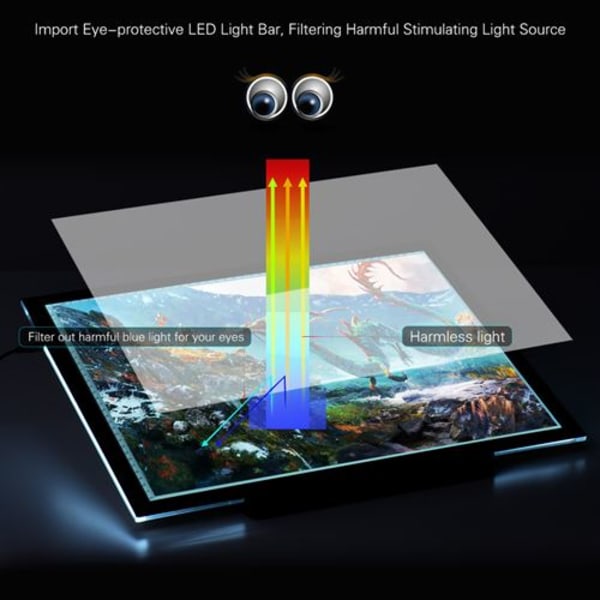 A3 47 * 37cm 21,4 tuuman LED-taiteilijan stensilauta tatuoinnin piirtämiseen