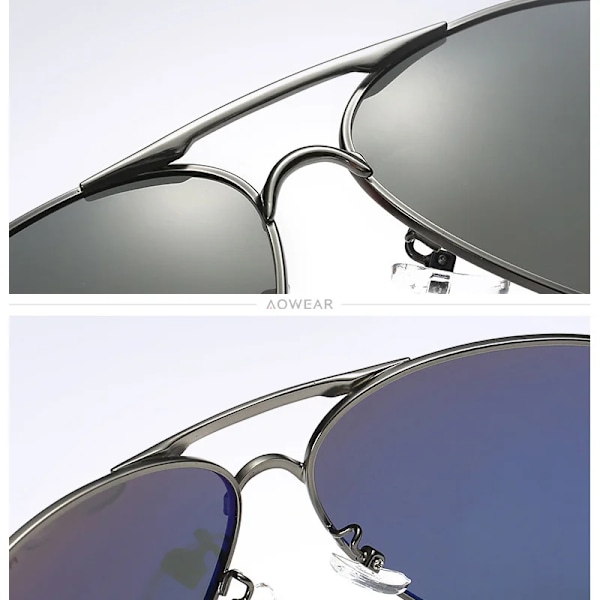 AOWEAR Brand Designer Polariseret Solbriller Mænd Aviation Coating Spejl Solbriller til Mænd Kvinder oculos gafas lentes de sol Guld Sort Gold Black AOWEAR