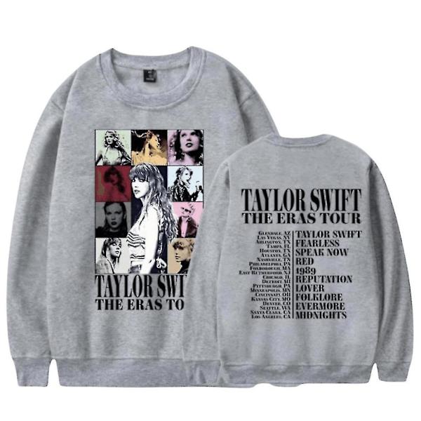 2024 Taylor Swift The Eras Tour Sweatshirt Print Langærmet Crewneck Casual Løs Trøje Top Fans Gaver Til Mænd Kvinder Voksen Unisex Grå Grey L