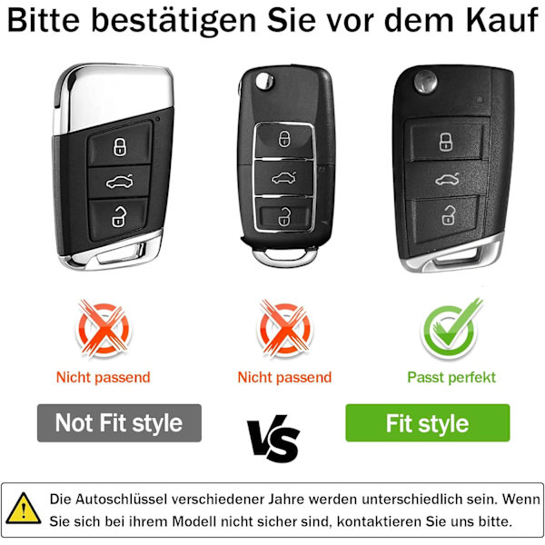 Bilnøgleetui til VW Golf 7 Nøgleboks/Nøgleetui til VW, Polo, Skoda, Seat, 3 knapper Golden Edge Red