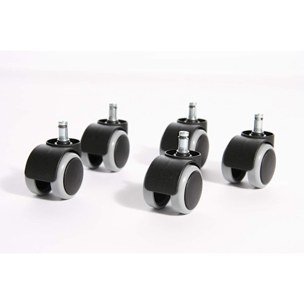 5-pack Rullset, Hårdgolvsrullar för Kontorsstol, Rullset 5 Hjul för Skrivbordsstol, Svart, Stiftstorlek 10mm, Diameter 50mm