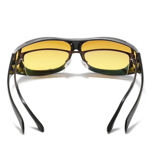 Polariserede dag-nat køreglas anti-reflekssolbriller til mænd og kvinder med high definition nattesyn wrap-around solbriller 2 in 1 polarized set