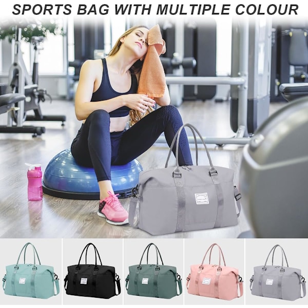 Sports Reise Duffel Bag, Weekend Bag Overnatting Bag for Kvinner, Vanntett Sports Gym Bag, Sykehus Bag med Skulderstropp