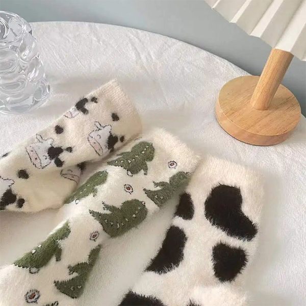 Strumpor höst och vinter plysch mink strumpor Tjock tjej H Black