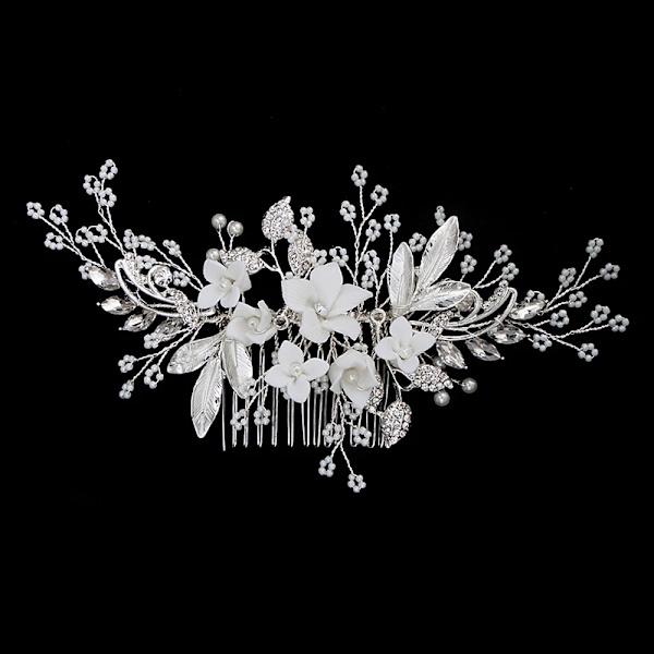 Nytt silverlegering hårkam handgjorda pärlor strass mode metall huvudbonad elegant hår smycken accessoarer för kvinnor HS-J5434
