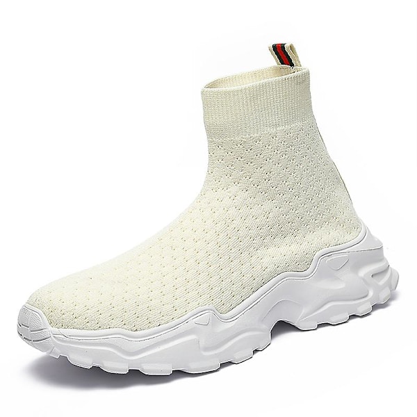 Herr Dam Sneakers Andningsbara Löparskor Mode Sport Skor Nk08 Beige EU 40