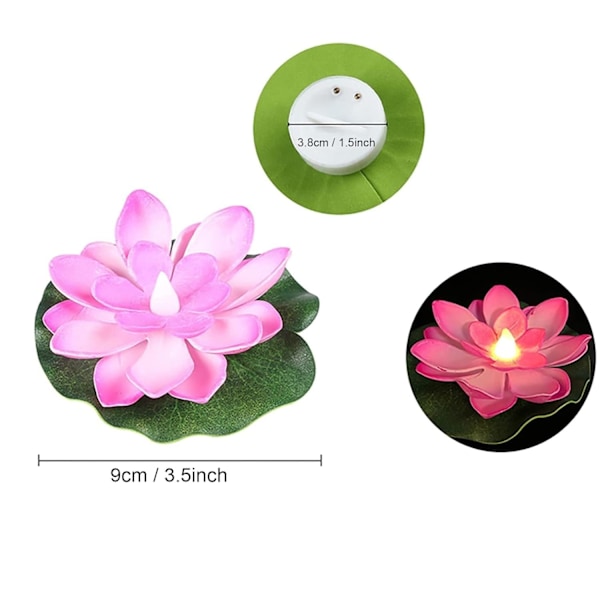 Hemma Stuffs Vattenflytande Rökfria Ljus & Lotusblommor Sensor LED Te Ljus för Utomhus Inomhus Pool, Glas Skål Festival Dekoration (12)
