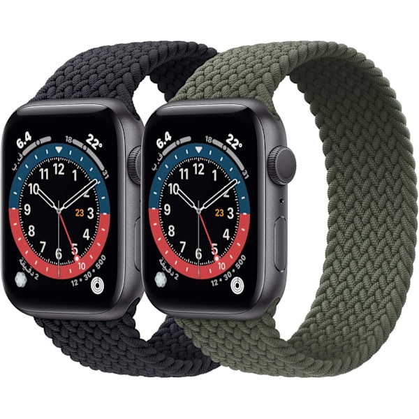 2-pak flettede Solo Loop sportsremme kompatibel med Apple Watch