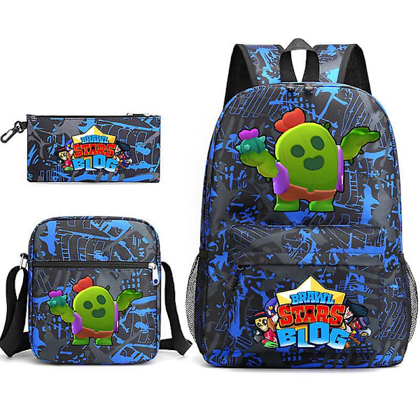 BRAWL STARS Wilderness Combat Three-piece backpack set for male and female students, shoulder protection backpack