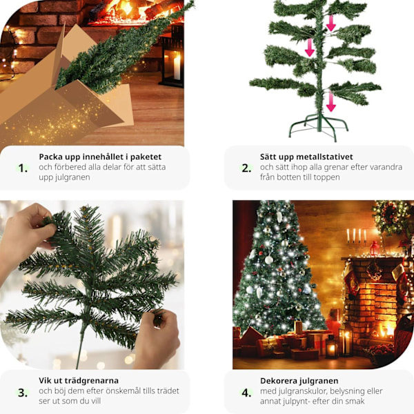 tectake Kunstig juletre med metallstativ, grønn - 180 cm Green Grön