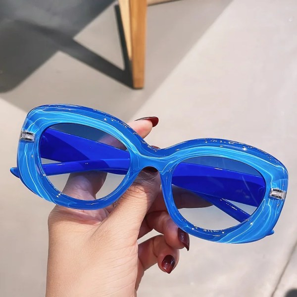 9617 Lyxiga små Cat Eye solglasögon kvinnor 2024 Vintage trendiga solglasögon dam gradient nyanser UV400 solglasögon Blue