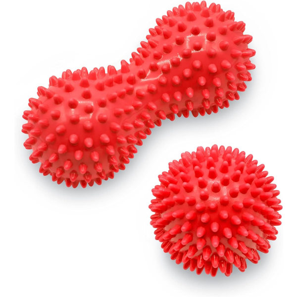 Hård Pigget Sæt - Perfekt til Plantar Fasciitis, Triggerpunkter, Dybdegående Væv, Myofascial Release - Designet til at Lindre Stress Set of 2 (Red)