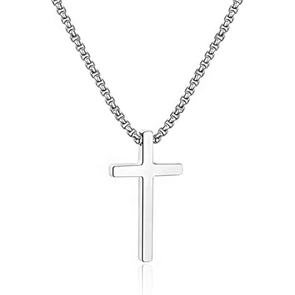 Cross pendant for men, silver black gold stainless steel plain C