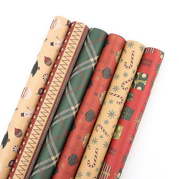 Set med 6 rullar presentpapper, jul, 50 x 70 cm, Flerfärgad