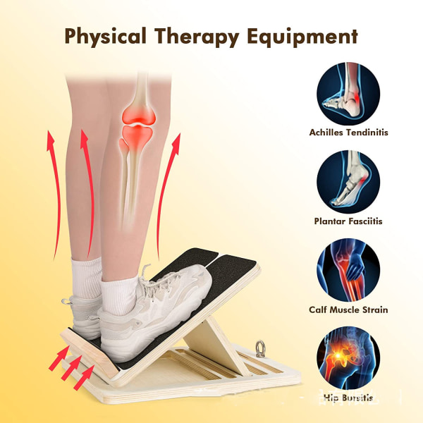 Ammattimainen kallistuslauta, puinen pohjelihasten kallistuslauta, säädettävä nilkan kallistuslauta, jossa on bonusvenytyskestävyysputki Puller