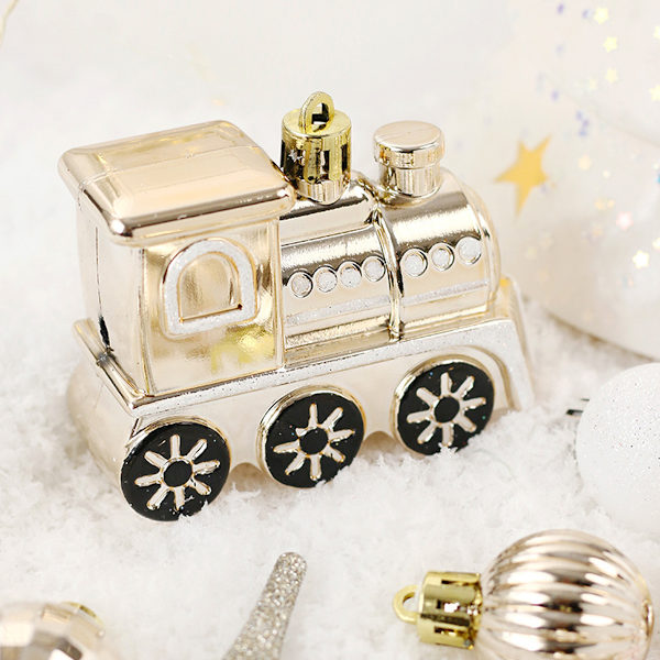 50-pack Julgranskulor, Champagne Färg, Osplitterliga Julgranskulor, Snöflingor, Julgransdekorationer
