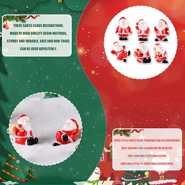 Julgranssmycken med tomte i miniatyr, julpynt i miniatyr, söta tomtefigurer i resin, mikrolandskapssmycke, skrivbordsdekoration 1