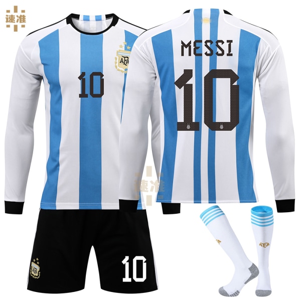 Samsung Champion Argentina långärmad nr 10 Messi nr 11 Di Maria tröja 22-23 fotbolls-VM fotbollskläder Size 10 with socks XL