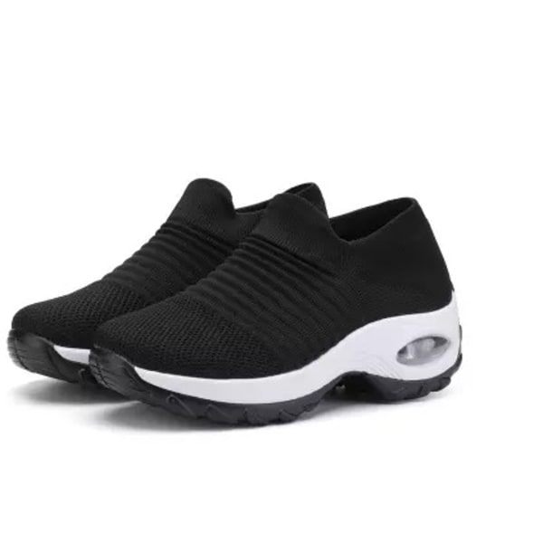 Store Størrelse Dame Air Cushion Fly Knit Sportsko Slip-on Sko Casual Sokker Sko rød ed 40