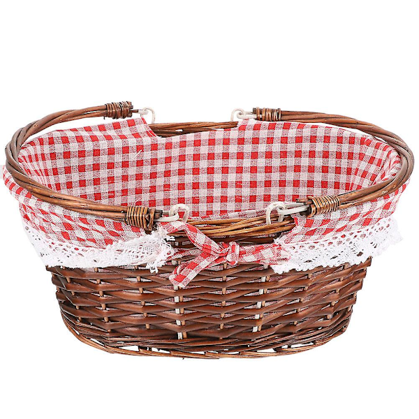 Piknikkurv med håndtak Flettet kurv Fruktkurv Flettet oppbevaringskurv Fruktoppbevaringskurv 32,00X25,00X14,00CM 32.00X25.00X14.00CM Picture 2