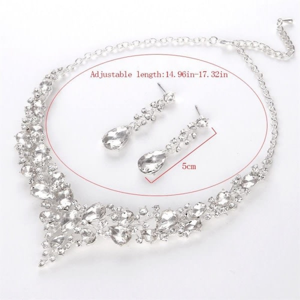 Crystal Bridal smycken Set Strass halsband örhängen